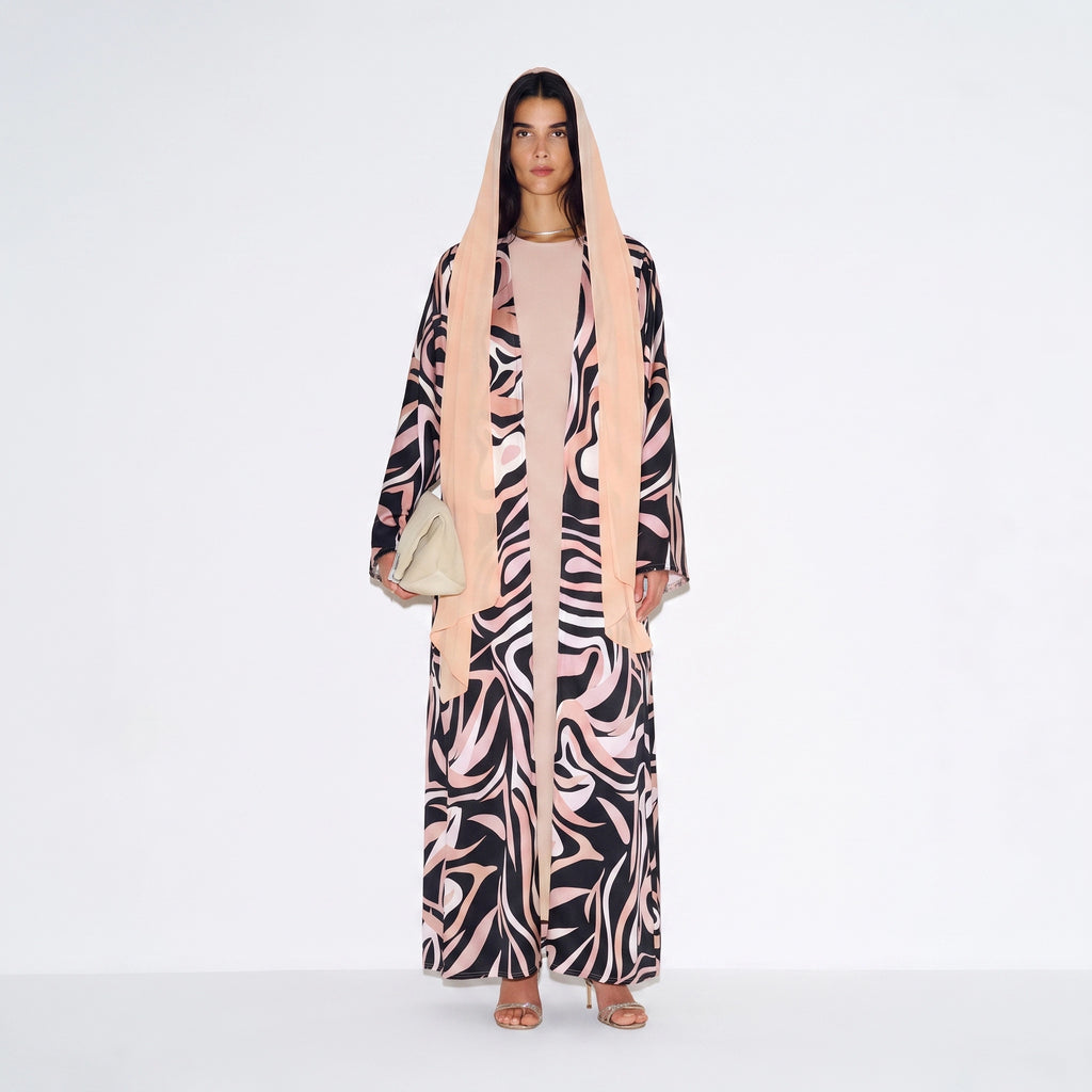 Peach Swirl Abaya