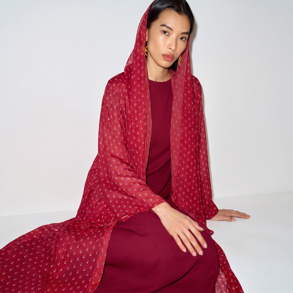 Ruby Anchor Printed Abaya