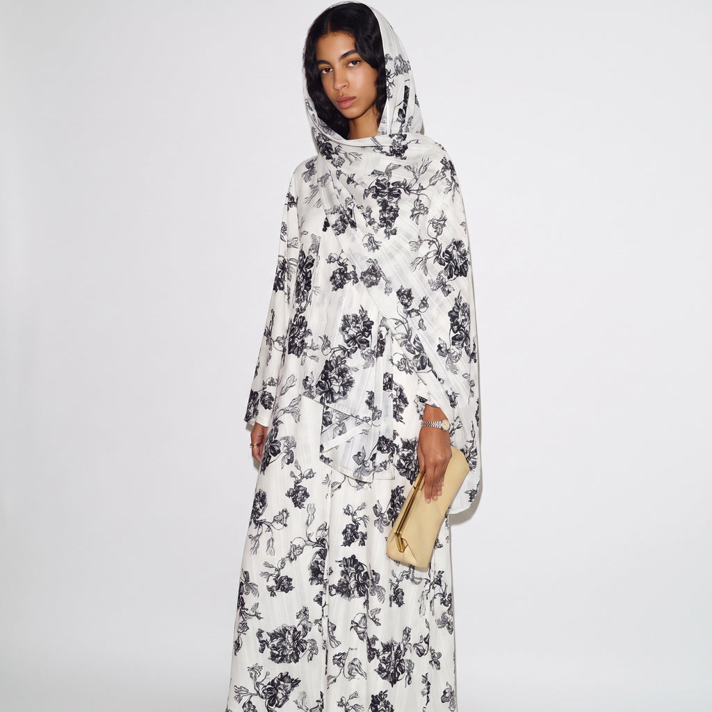 Ivory Toile Abaya