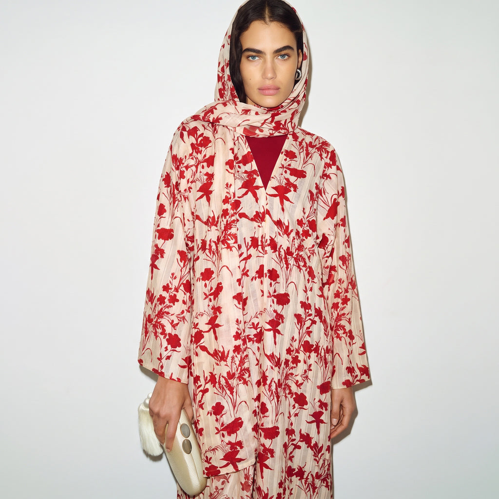Scarlet Flora Abaya