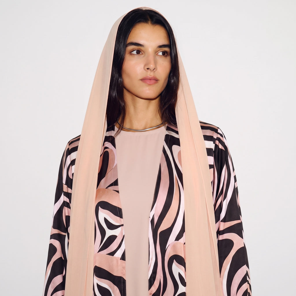 Peach Swirl Abaya
