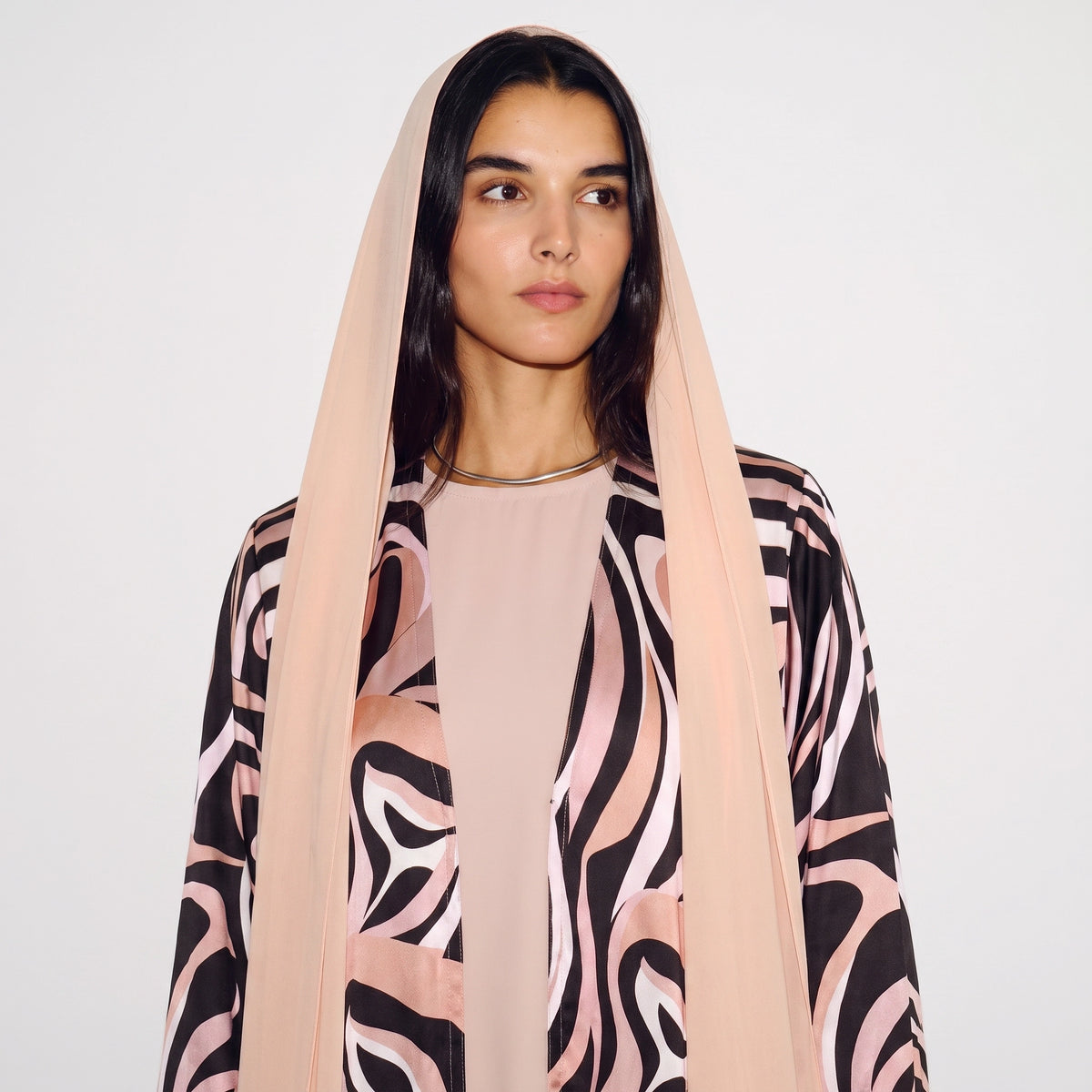 Peach Swirl Abaya