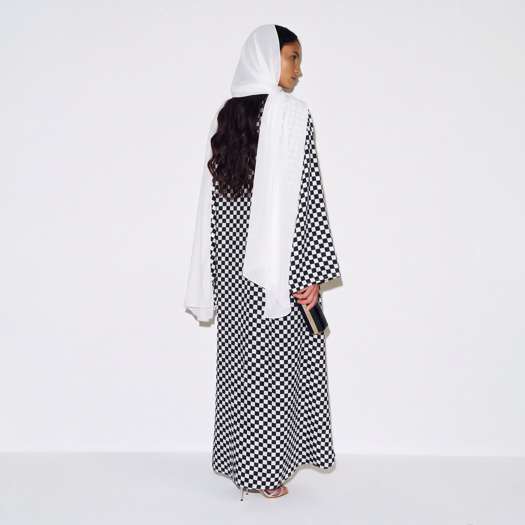 Noir Check Abaya