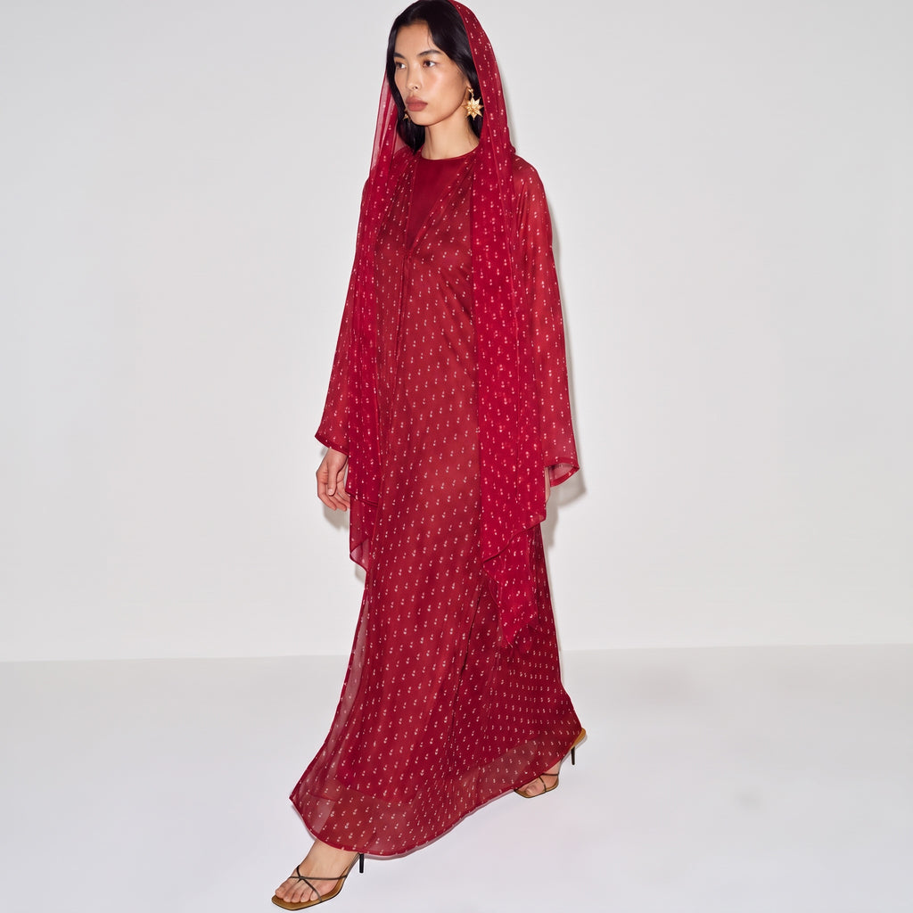 Ruby Anchor Printed Abaya