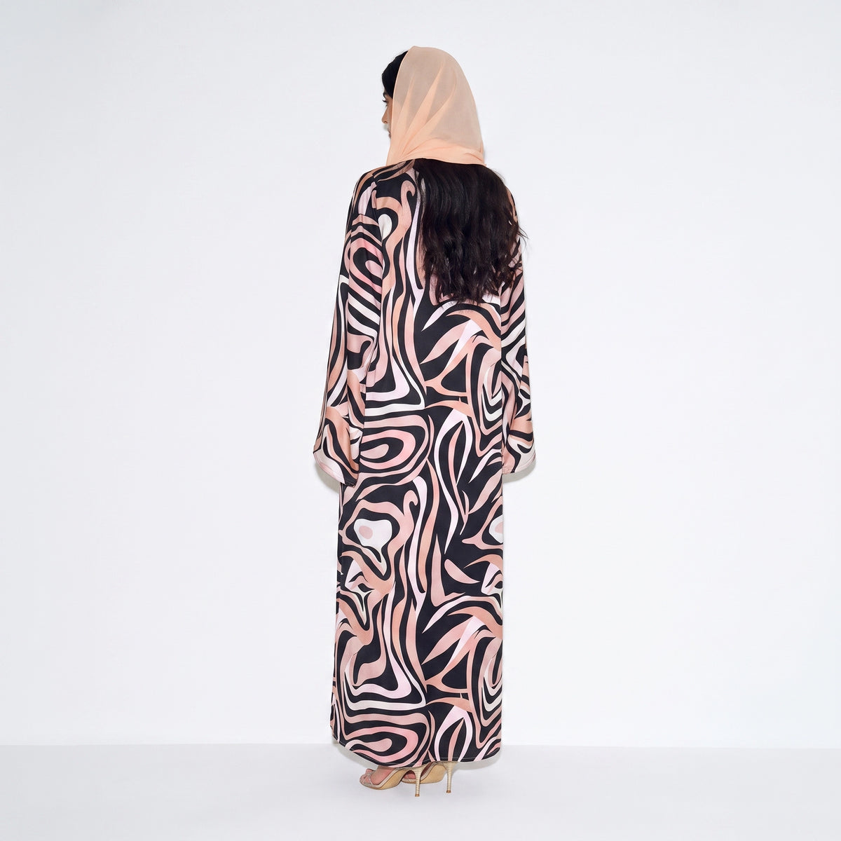 Peach Swirl Abaya