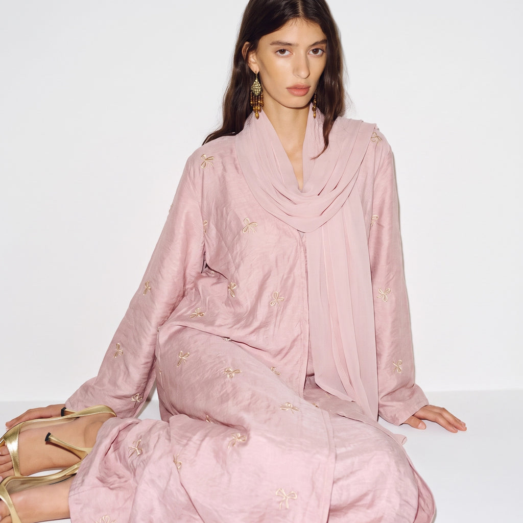 Blush Bow Abaya